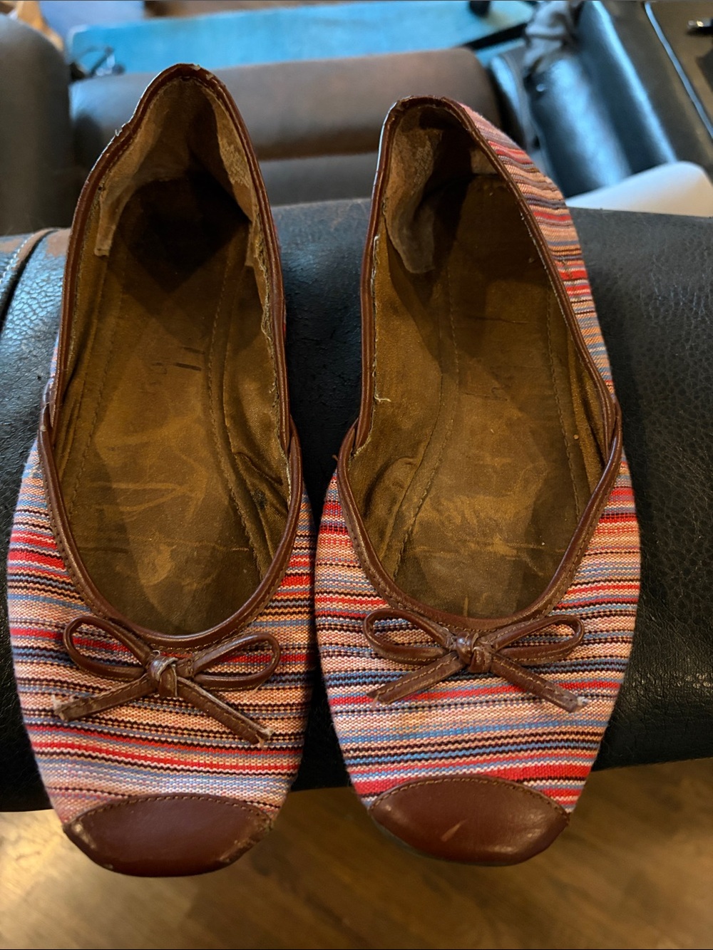 Sam and Libby fun striped brown flats.